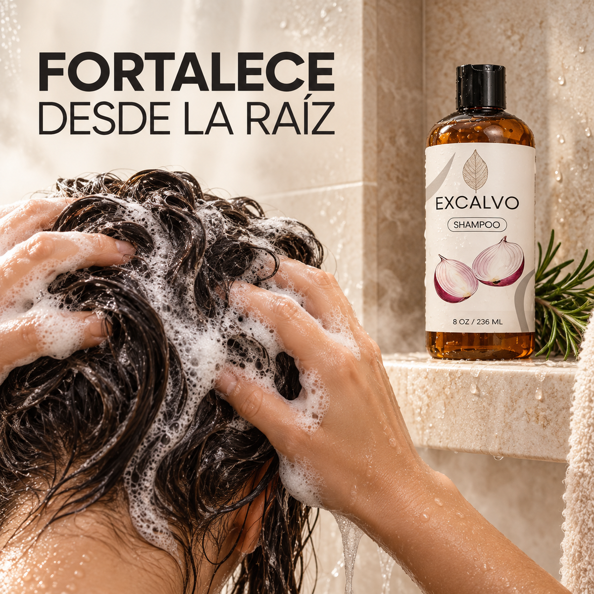 SHAMPOO EXCALVO Y OBSEQUIO - CABELLO MÁS FUERTE COMIENZA EN LA RAÍZ