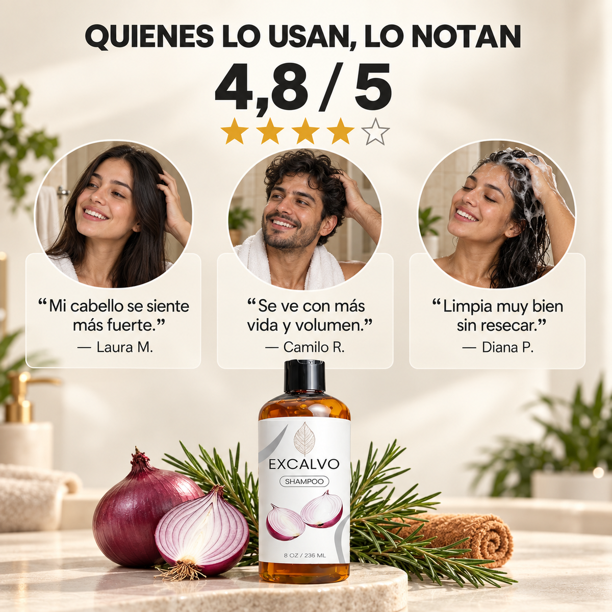SHAMPOO EXCALVO Y OBSEQUIO - CABELLO MÁS FUERTE COMIENZA EN LA RAÍZ