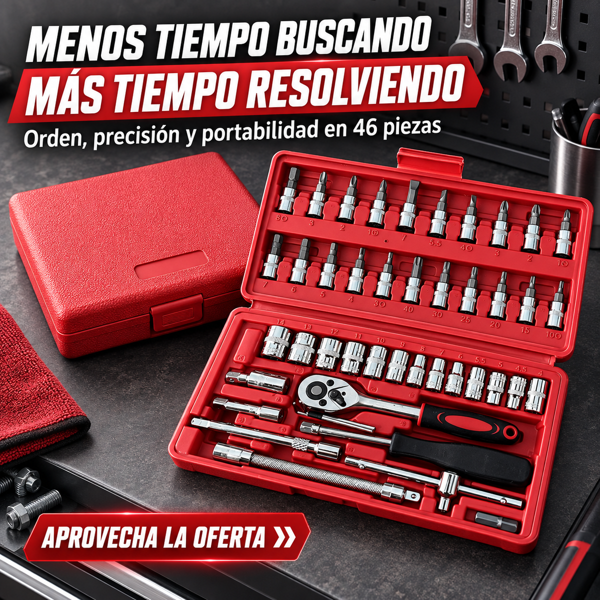 Juego De Copas Raches X 46 Piezas - TU TALLER PORTÁTIL PARA CARRO, MOTO Y HOGAR