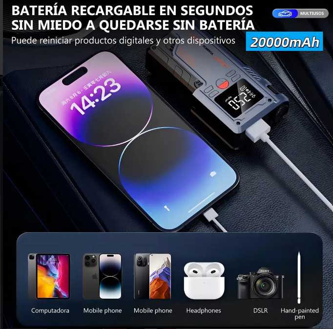 ARRANCADOR BATERIA +COMPRESOR - Si Tienes Carro, Esto No Es un Lujo... Es una Necesidad