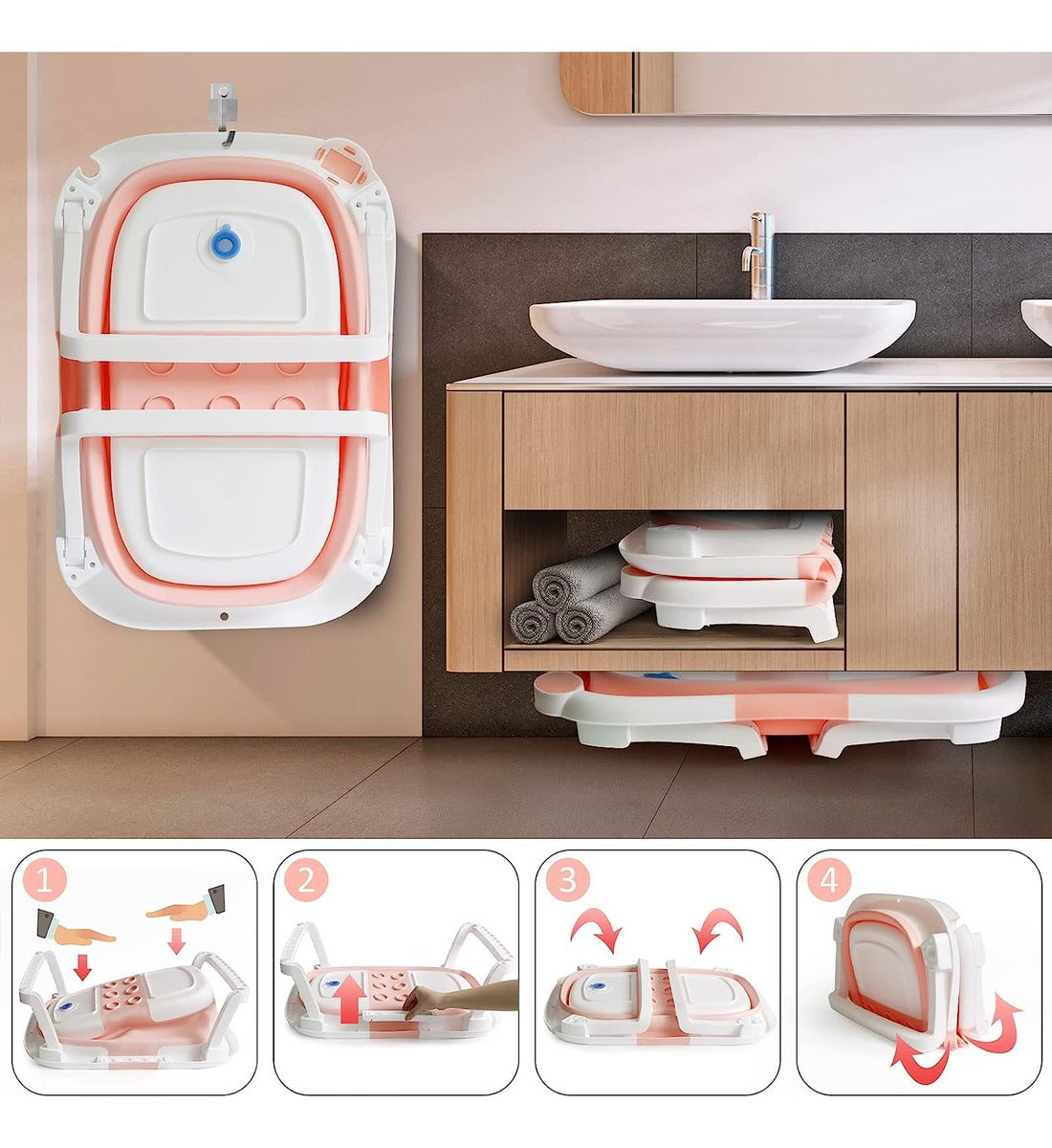 Bañera Plegable Baby Comfort con Termómetro - El baño más seguro, cómodo y tierno para tu bebé.