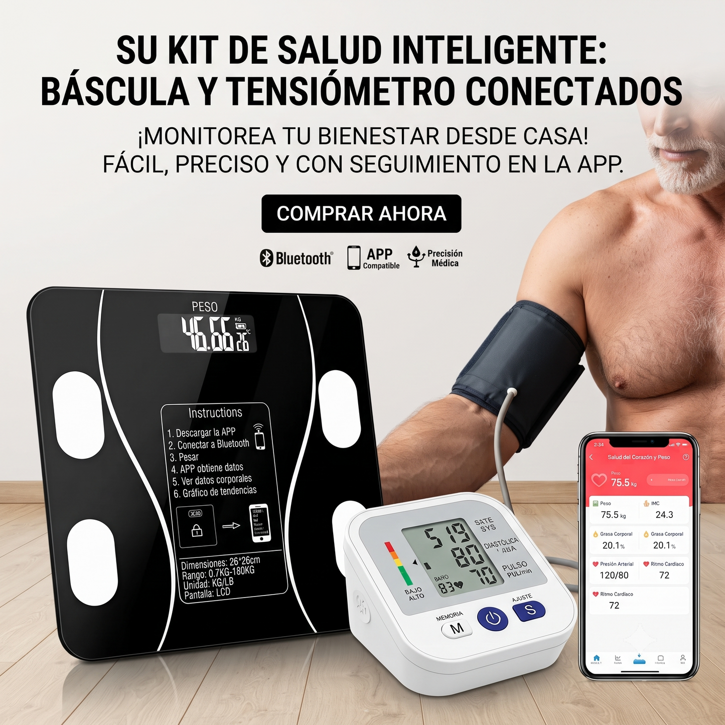 COMBO TENSIOMETRO + BASCULA INTELIGENTE