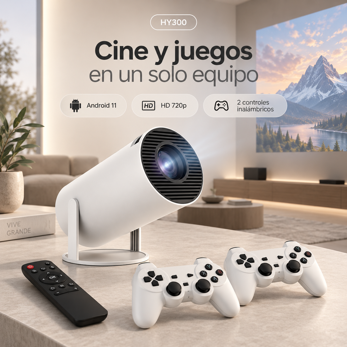 PROYECTOR CONSOLA JUEGOS HY300 - Convierte cualquier espacio en tu cine y sala de juegos