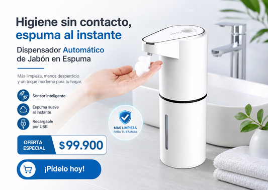 Dispensador Automatico Jabon En Espuma - Oferta Especial - Deseo de baño moderno y organizado