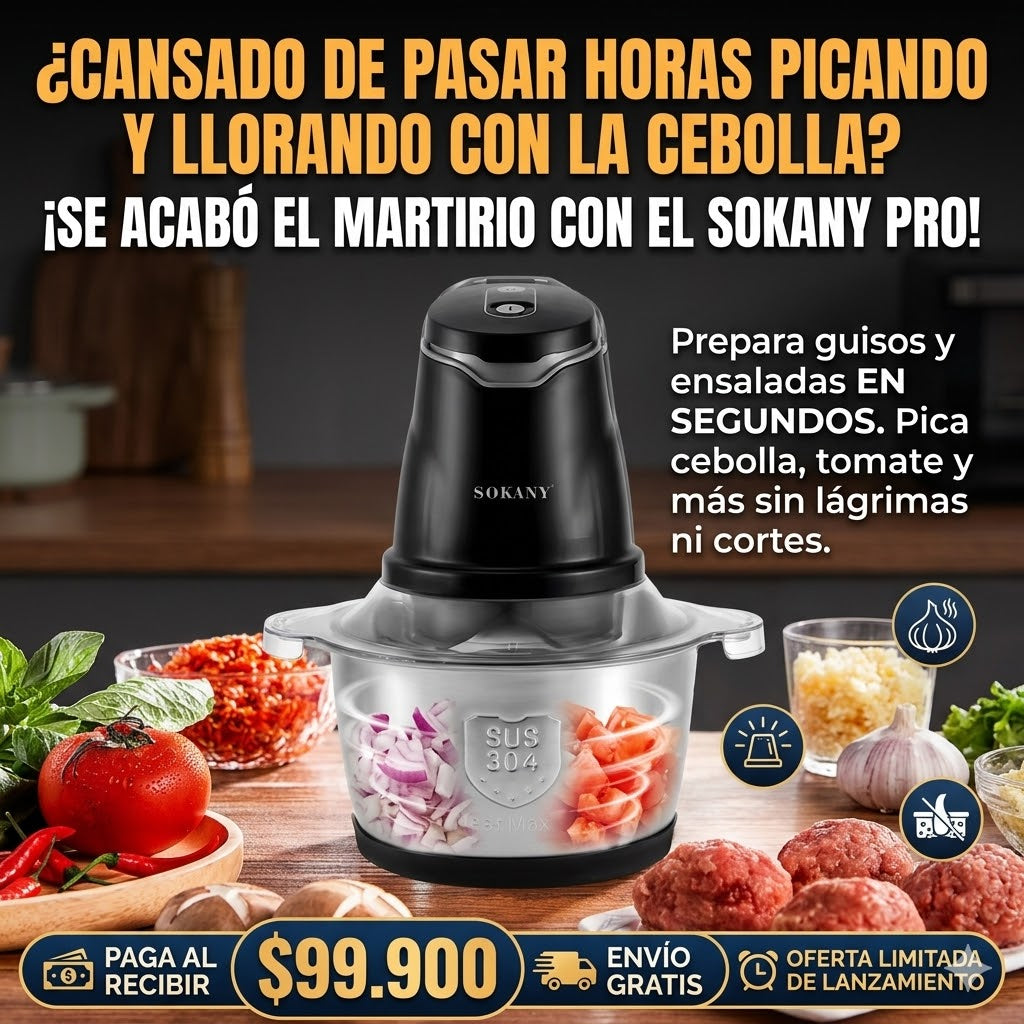 PROCESADOR PICADOR DE ALIMENTOS SOKANY: ¡Tu Cocina Rápida, Fácil y Sin Esfuerzo!