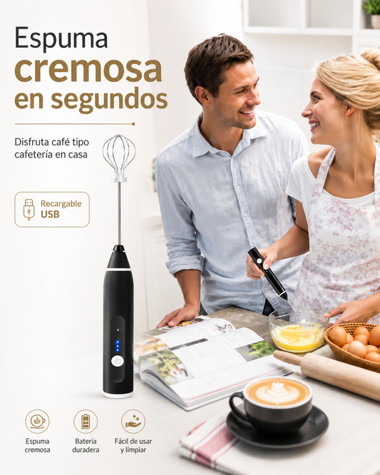 Espumador de Leche Eléctrico Recargable - La Mejor Forma De Preparar tu Cafe Cremoso