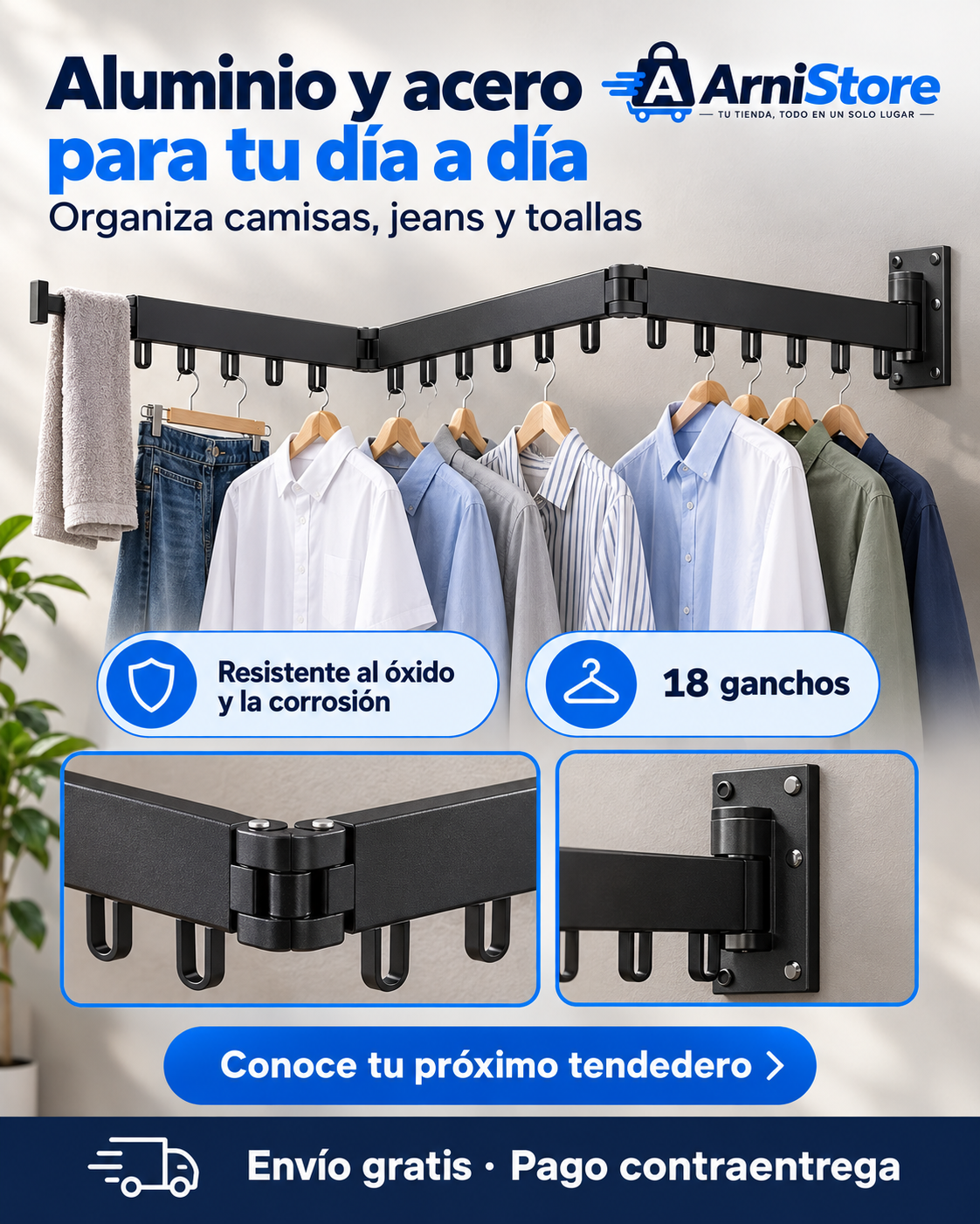 Tendedero de Ropa Invisible 360° | Más Espacio en Tu Hogar
