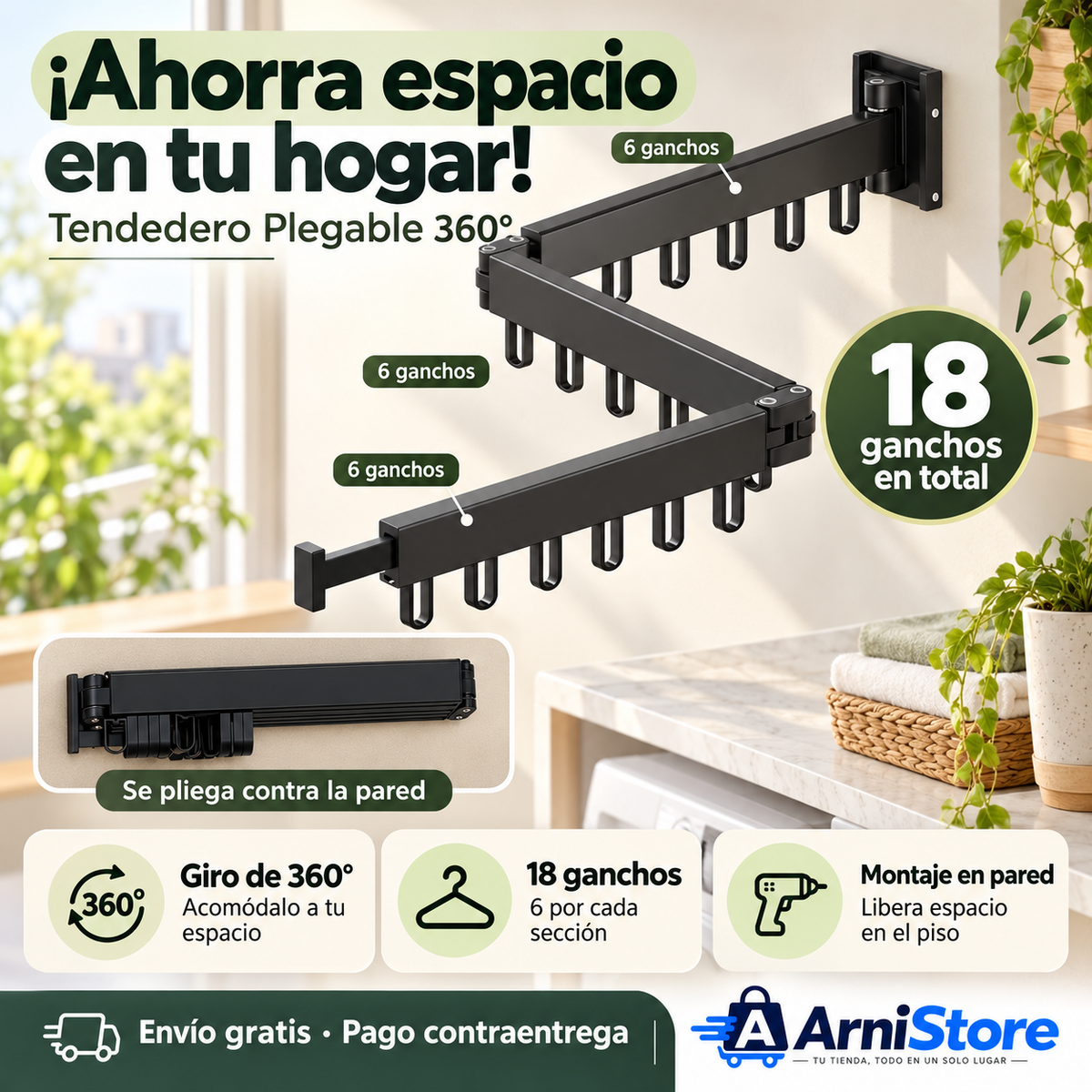 Tendedero de Ropa Invisible 360° | Más Espacio en Tu Hogar