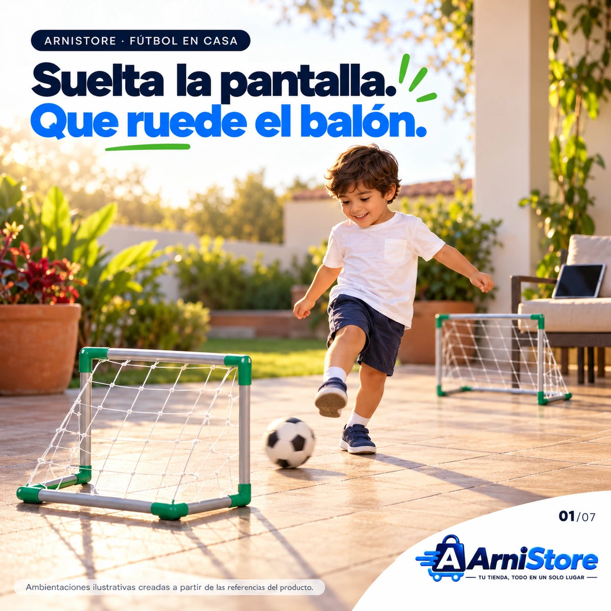 KIT ARQUERÍAS JUEGO FUTBOL PARA NIÑOS - Suelta la pantalla. Que ruede el balón.