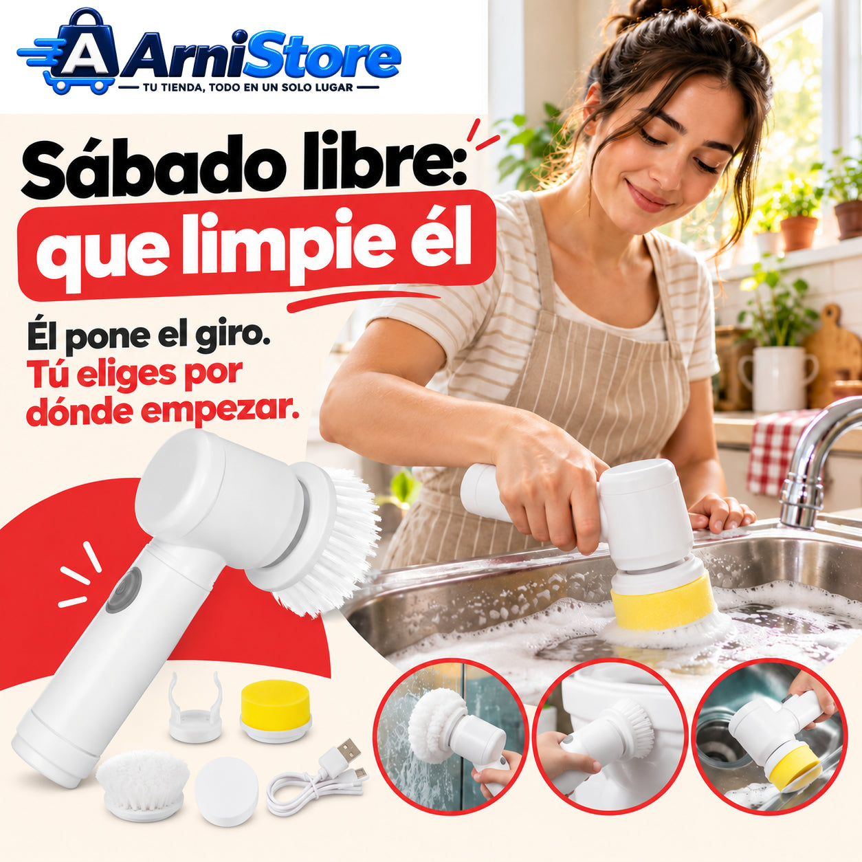 Sábado libre: que limpie él. Él pone el giro; tú eliges por dónde empezar.