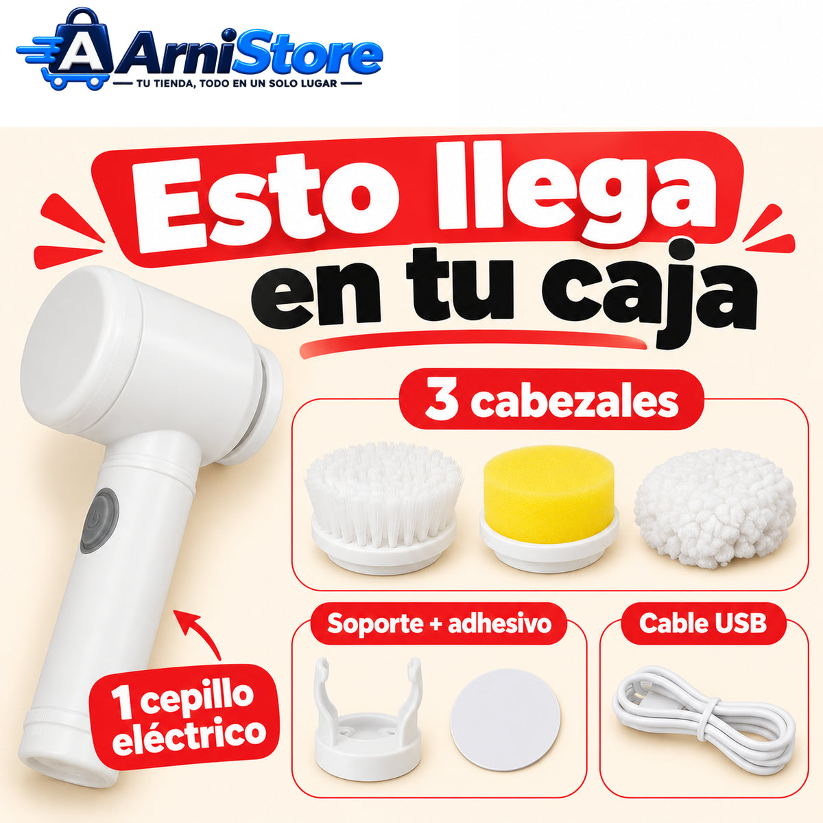Cepillo Limpiador Giratorio 5 en 1 para el Hogar - Cuando Limpiar Se Te Hace Muy Facil