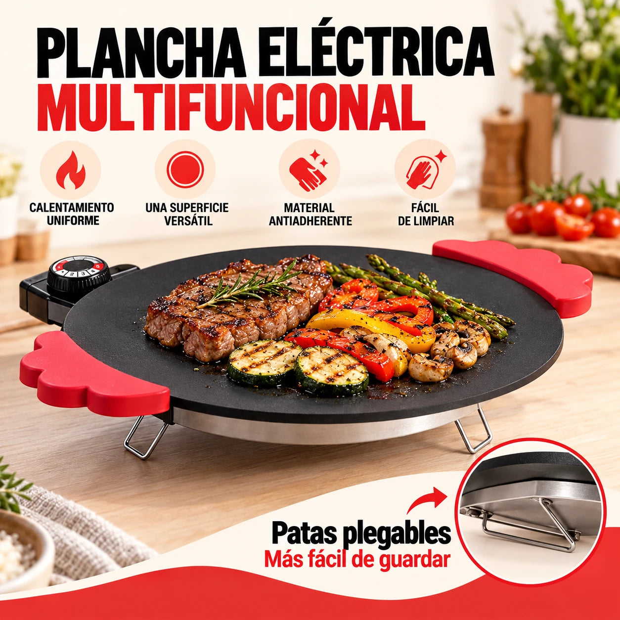 Patas plegables. Más fácil de guardar.