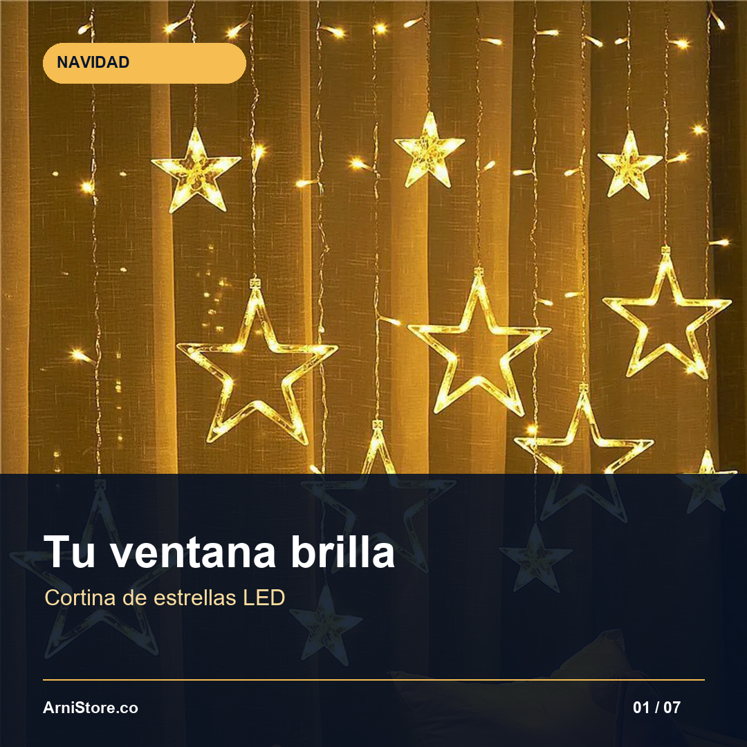 Cortina Luz Estrella LED Cadena Navidad - Convierte tu espacio en un rincón que brilla