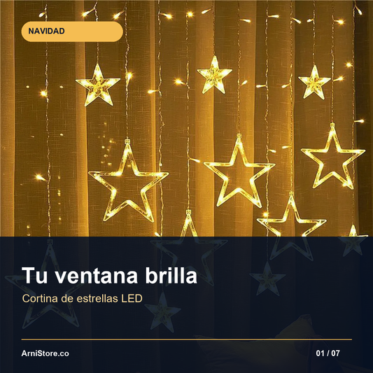 Cortina Luz Estrella LED Cadena Navidad - Convierte tu espacio en un rincón que brilla