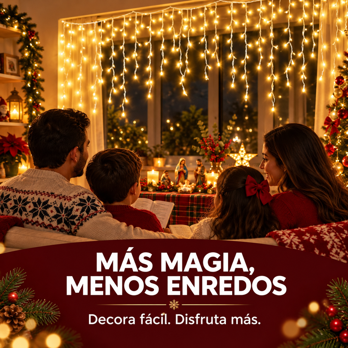 Luces Navideña Cascada - Transforma tu Navidad con luz cálida y 300 LED en efecto cascada