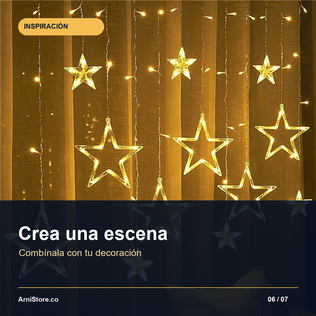 Cortina Luz Estrella LED Cadena Navidad - Convierte tu espacio en un rincón que brilla