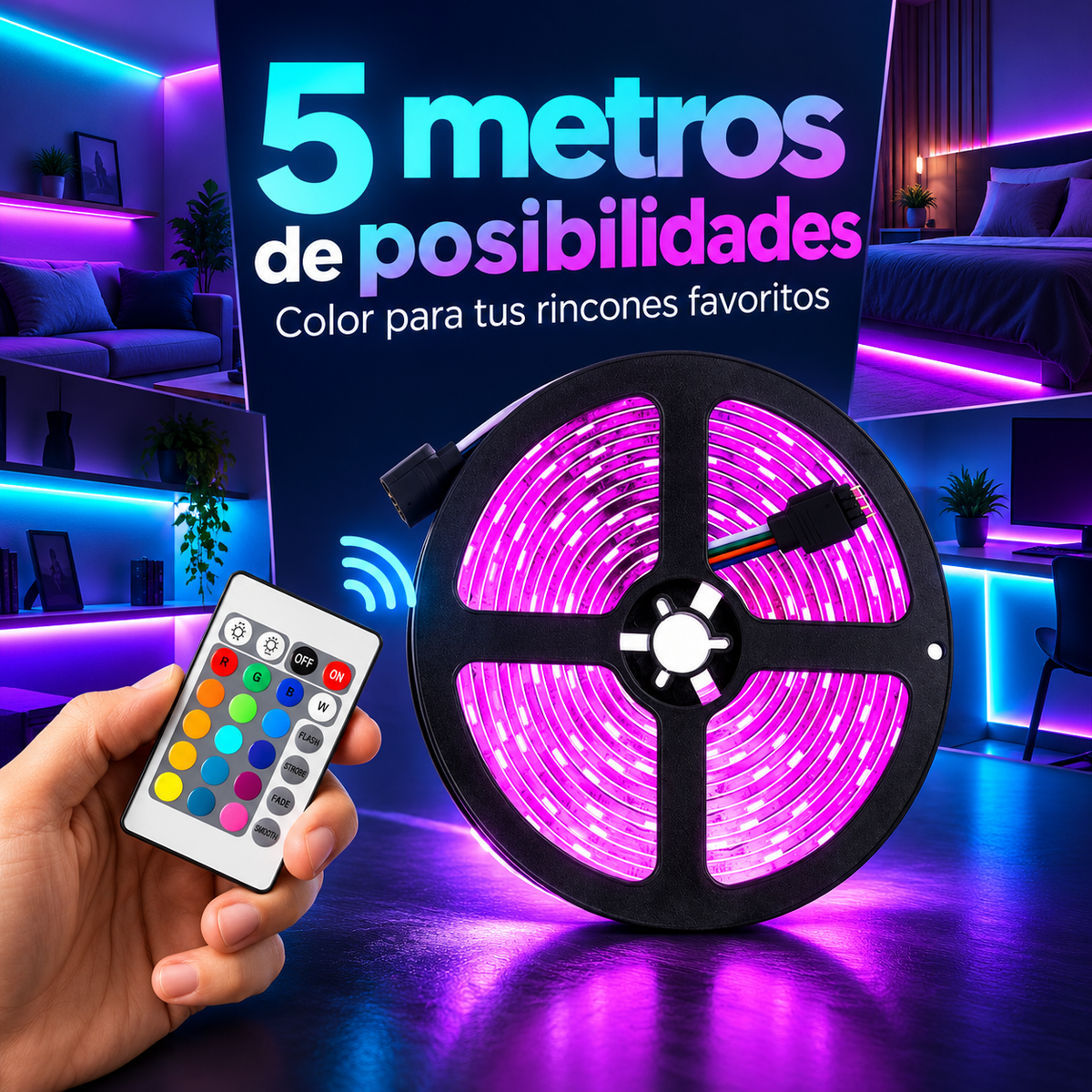 Combo de 2 Cintas Luz LED 5 Metros . Alumbra Tus Espacios y Crea tu Ambiente Especial