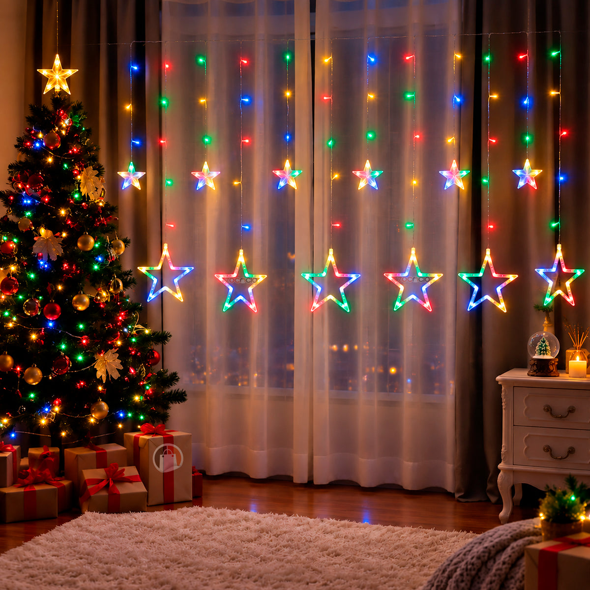 Cortina Luz Estrella LED Cadena Navidad - Convierte tu espacio en un rincón que brilla