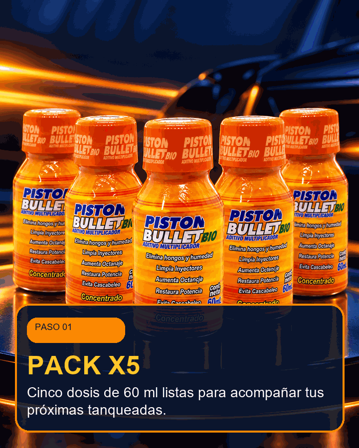 Pack x5 Aditivo Gasolina Piston Bullet // Más Limpieza, Mejor Respuesta y Cuidado Para Tu Motor