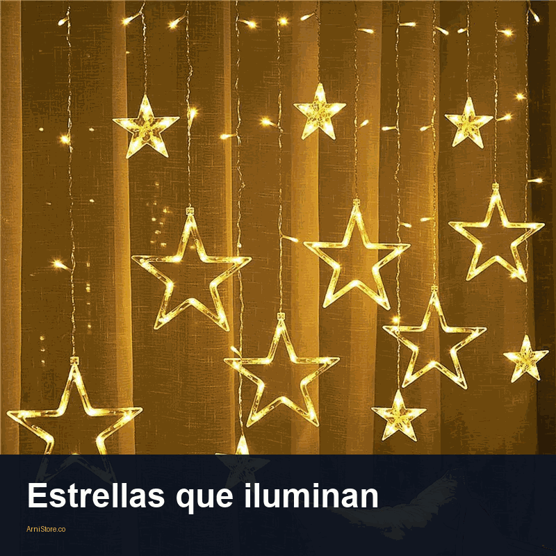 Ejemplo anterior de cortina de estrellas con luz cálida
